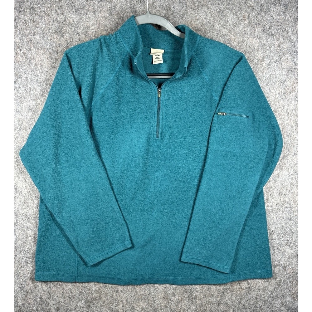 L.L. Bean Womens 3X Teal Fleece 1/4 Zip Pullover Plus Size Outdoor